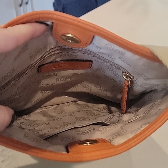 Michael Kors Beige and Orange MK Logo Crossbody - Picture 5 of 16